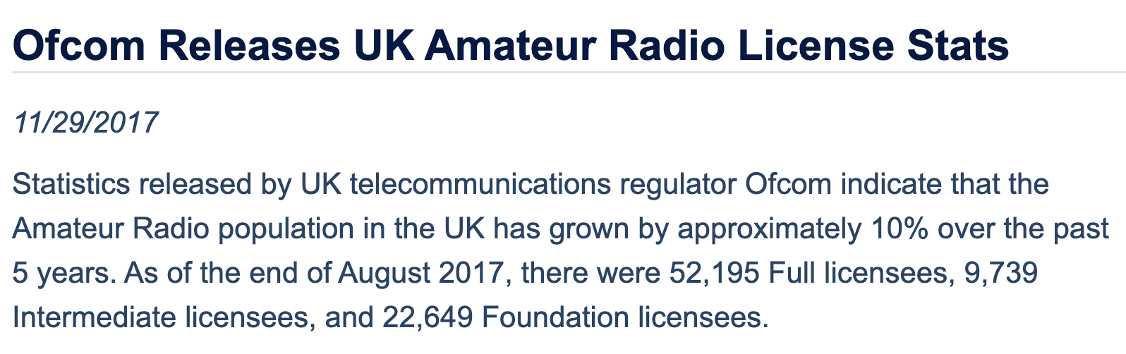 UK amateur radio license stats